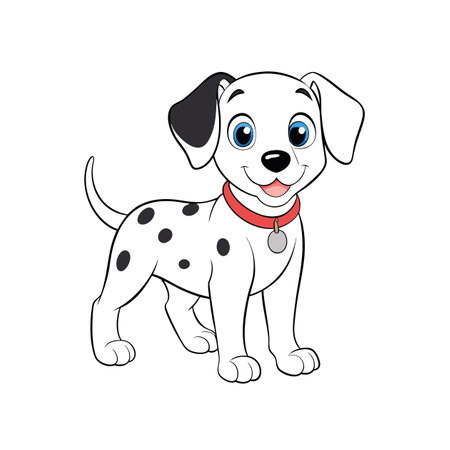 Cute Dalmatian puppy cartoon illustration with a collarのイラスト素材