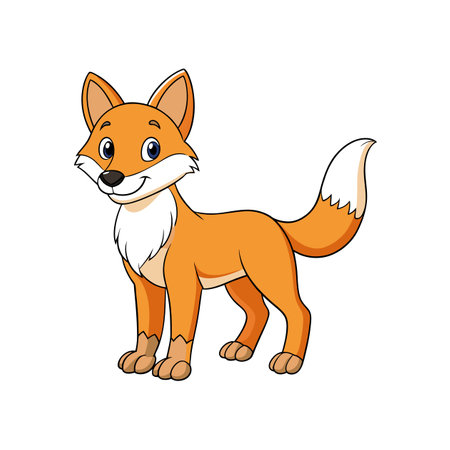 Cartoon fox character standing isolated on a white backgroundのイラスト素材