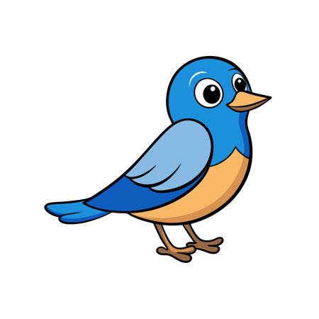Cute cartoon blue bird illustration isolated on white backgroundのイラスト素材