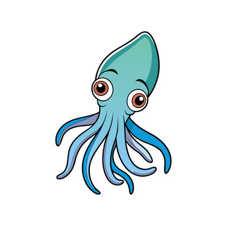 Cute cartoon squid vector illustration isolated on white backdropのイラスト素材