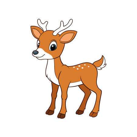 Cartoon deer standing gracefully against white background illustration imageのイラスト素材