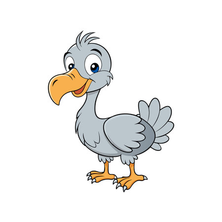 Cartoon Dodo Bird Illustration with Happy Expression and Detailsのイラスト素材