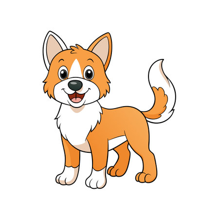 Cheerful Cartoon Dog Illustration with Orange and White Furのイラスト素材
