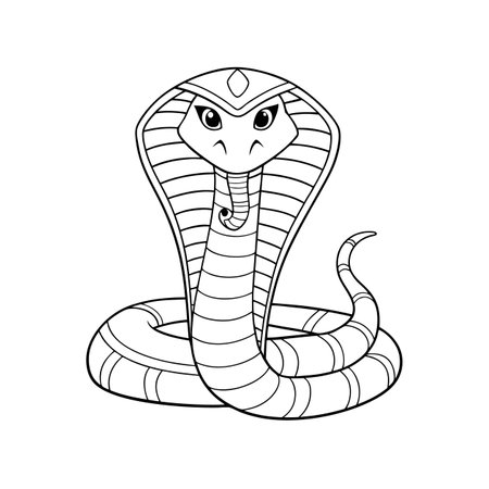 Cobra illustration for kids coloring book with bold outlineのイラスト素材