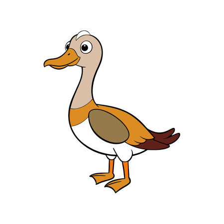 Cheerful cartoon duck character standing on a white backgroundのイラスト素材
