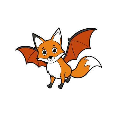 Cartoon fox with bat wings on a white backgroundのイラスト素材