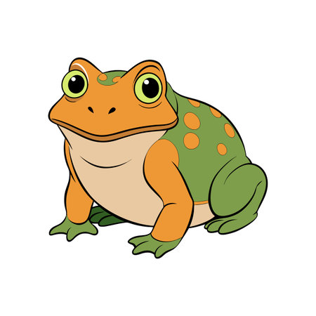 Cartoon frog illustration with a playful and friendly appearanceのイラスト素材