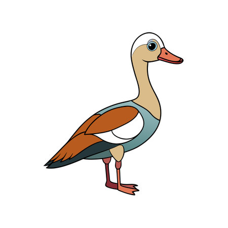 Cartoon illustration of a whistling duck on white backgroundのイラスト素材