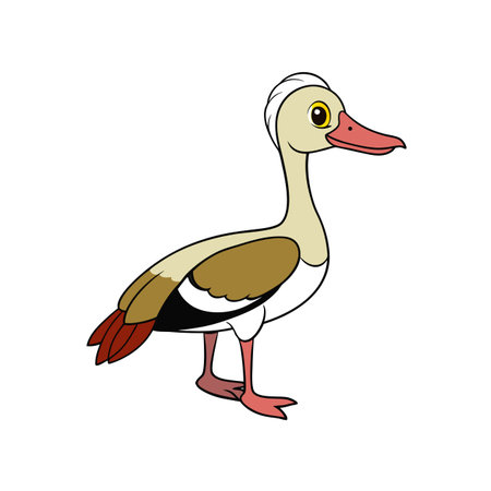 Whimsical Cartoon Duck Illustration on a White Backgroundのイラスト素材