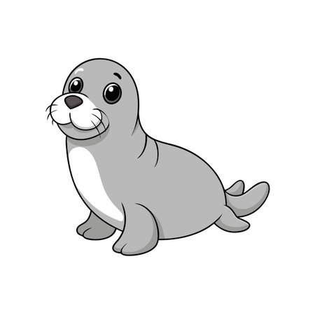 Cute cartoon seal illustration with a friendly expressionのイラスト素材