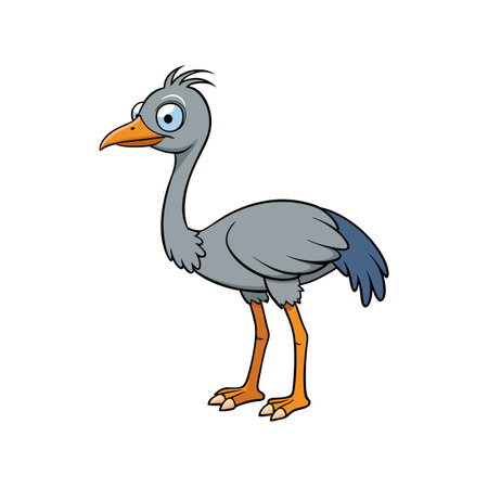 Cartoon illustration of a quirky gray and orange birdのイラスト素材