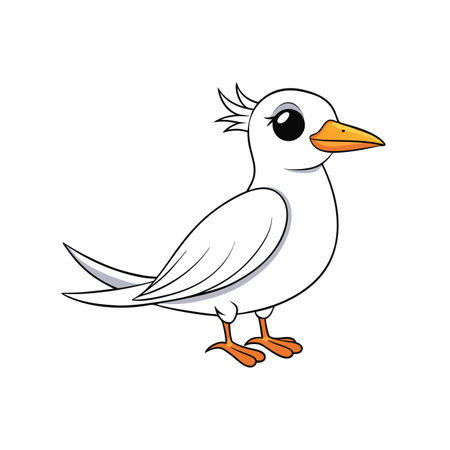 Cute cartoon seabird vector illustration against plain backgroundのイラスト素材