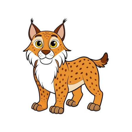 Cute cartoon lynx illustration with playful expression and designのイラスト素材