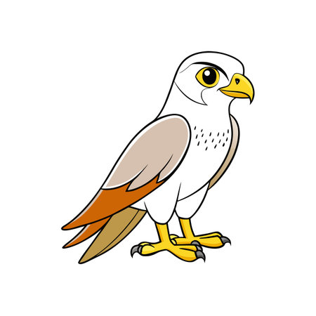 Cartoon falcon illustration with bold outlines on white backgroundのイラスト素材