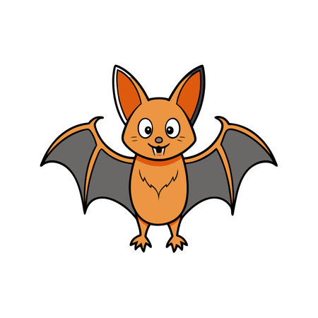 Cute cartoon bat spreading wings on a white backgroundのイラスト素材