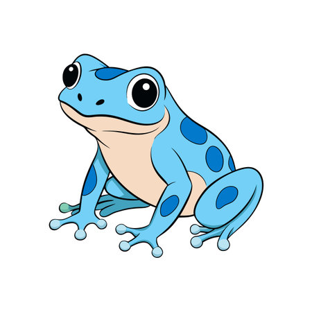 Cartoon Blue Frog Sitting with Dark Blue Spots Illustrationのイラスト素材