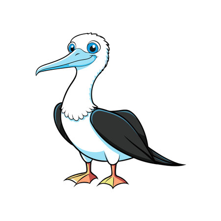 Cartoon Blue Footed Booby with a white backgroundのイラスト素材