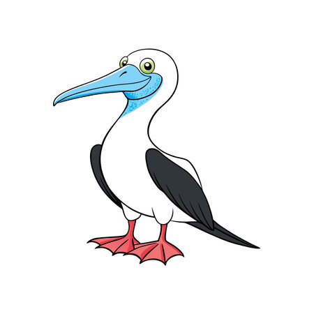 Cartoon blue footed booby illustration on white backgroundのイラスト素材