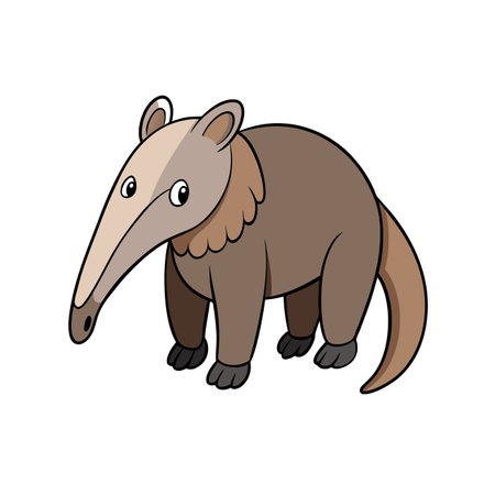 Cartoon anteater vector image with simple lines and colorのイラスト素材