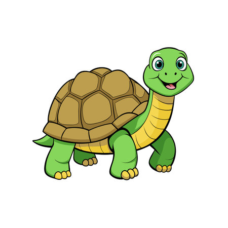 Cartoon turtle with friendly face and patterned shell