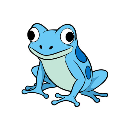 Cute cartoon blue tree frog illustration on white backgroundのイラスト素材