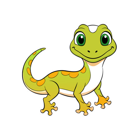 Cheerful cartoon gecko character isolated on white background stockのイラスト素材