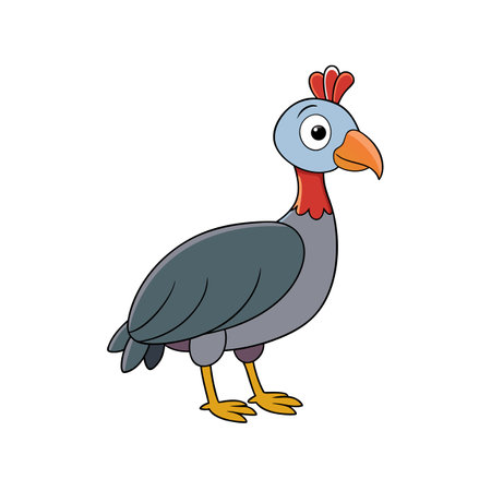 Cartoon Guinea Fowl Illustration on White Background Stock Imageのイラスト素材