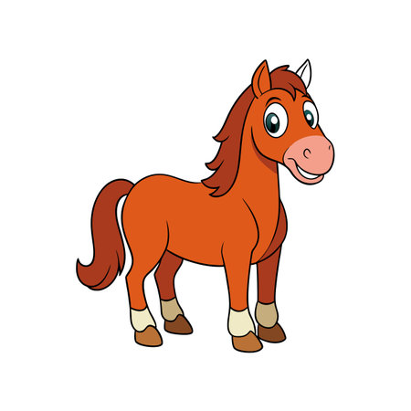 Cartoon horse standing isolated on white background illustrationのイラスト素材