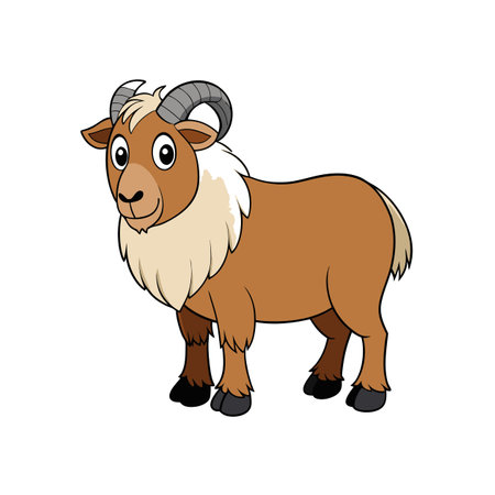 Cartoon Ram Illustration with Thick Outline on White Backgroundのイラスト素材