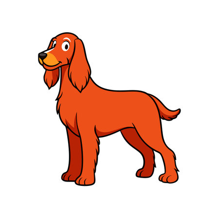 Cartoon Irish Setter dog standing alert and cheerful vectorのイラスト素材