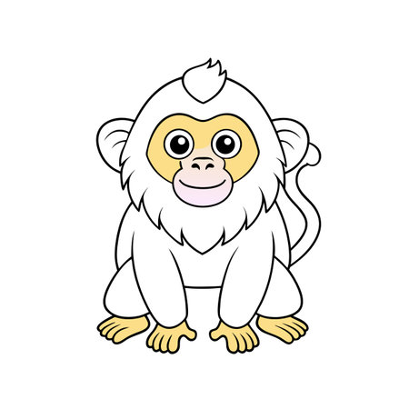 Cute cartoon monkey illustration with big eyes and smileのイラスト素材