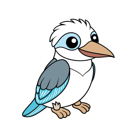 Cartoon kookaburra illustration with bold outlines on white backgroundのイラスト素材
