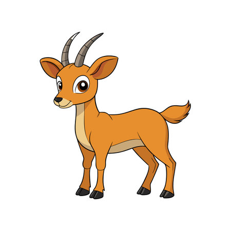 Cartoon antelope character standing isolated against a white backgroundのイラスト素材