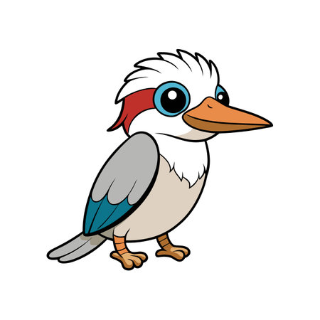 Cute cartoon kookaburra illustration in vibrant colors and outlinesのイラスト素材