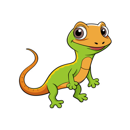 Happy cartoon gecko vector illustration with friendly expressionのイラスト素材