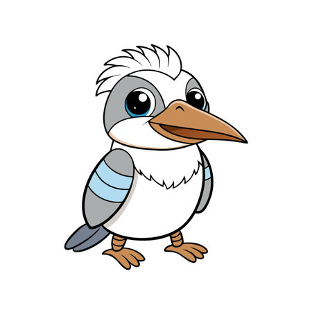 Cute cartoon kookaburra character isolated on white backgroundのイラスト素材