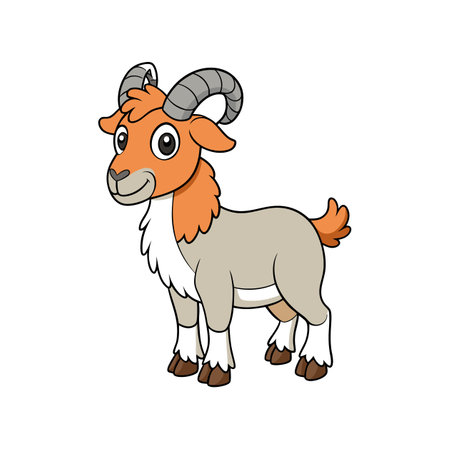 Cute cartoon ram character with a friendly happy smileのイラスト素材