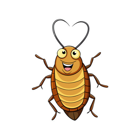 Cartoon cockroach with heart antenna smiling vector illustration designのイラスト素材
