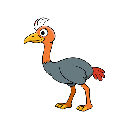 Cartoon bird with long neck and orange plumageのイラスト素材