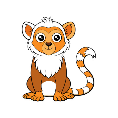 Cute Cartoon Monkey Sitting Isolated on White Backgroundのイラスト素材