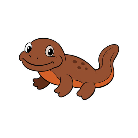 Cartoon salamander with brown spots against a white backgroundのイラスト素材