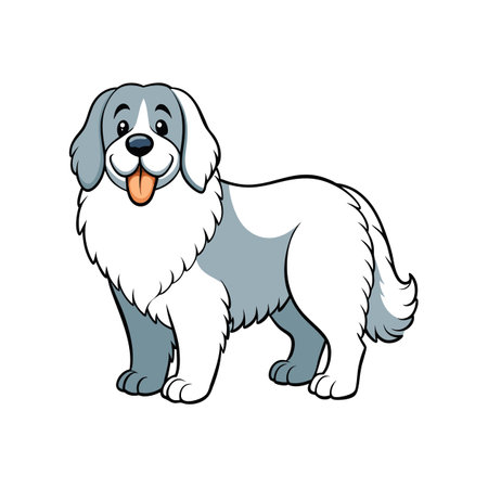 Happy cartoon dog with friendly expression on white backgroundのイラスト素材