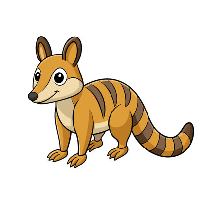 Cute numbat cartoon illustration with stripes and happy expressionのイラスト素材