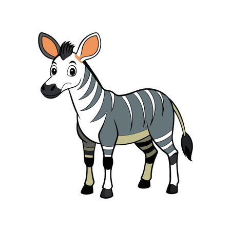 Cartoon zebra illustration standing isolated on white backgroundのイラスト素材