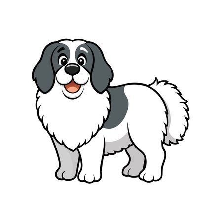 Cartoon Saint Bernard dog illustration standing friendly and smilingのイラスト素材
