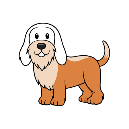 Cartoon dog illustration featuring expressive eyes and playful smileのイラスト素材