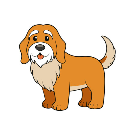 Cute cartoon dog character with smiling face and poseのイラスト素材