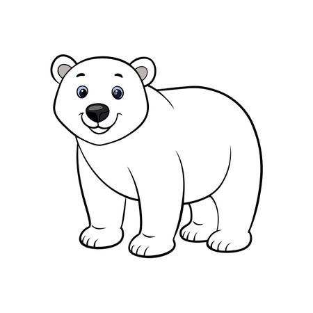 Cute cartoon polar bear standing with a friendly smileのイラスト素材
