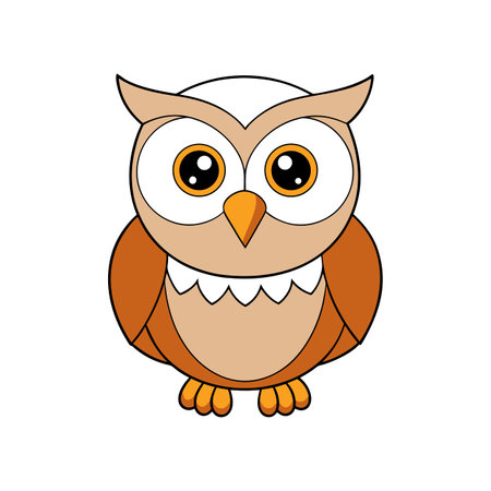 Cartoon owl vector illustration with big eyesのイラスト素材