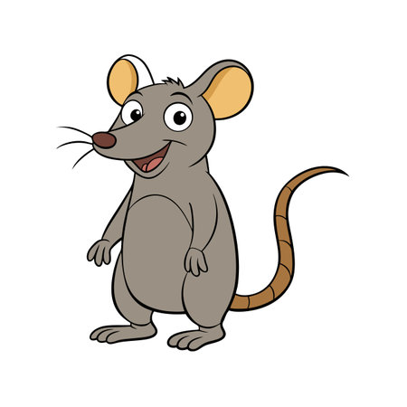Friendly cartoon mouse standing upright and smiling illustrationのイラスト素材